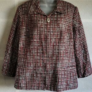 Sag Harbor Maroon/Black Tweed Pullover Jacket